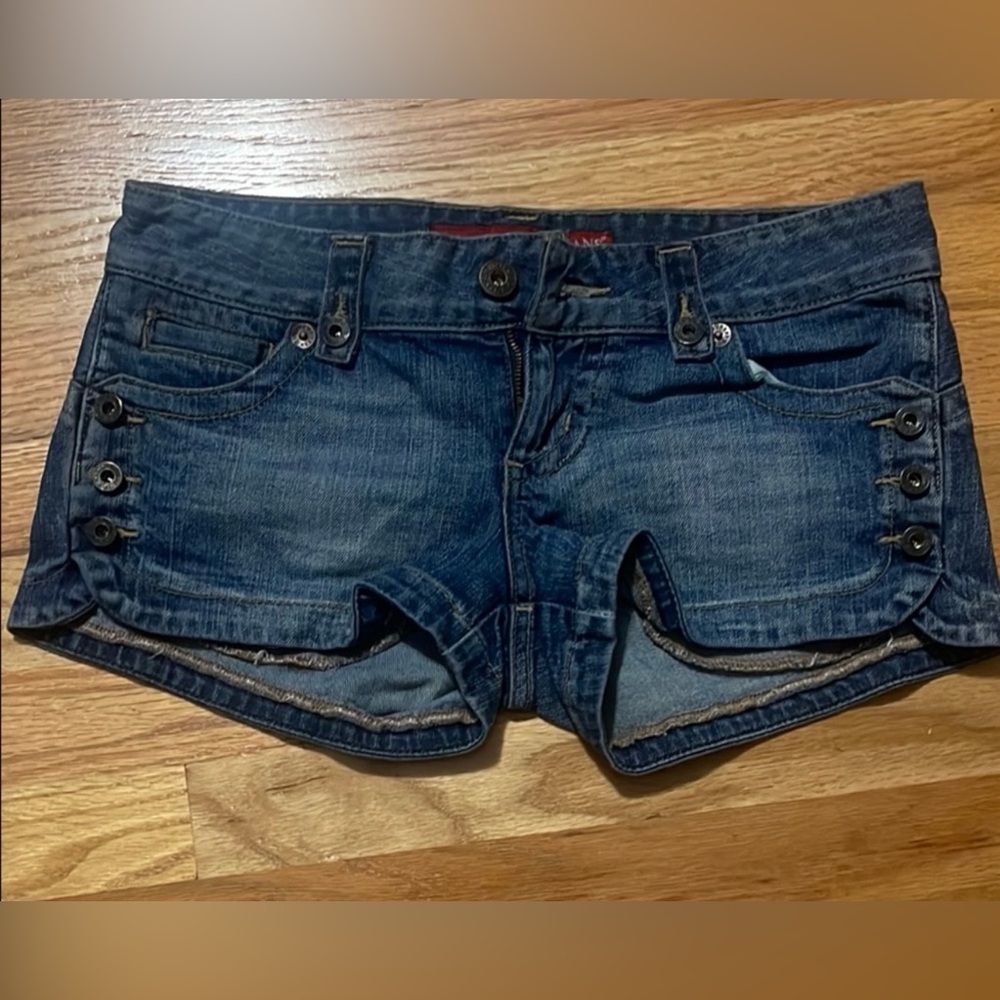 Guess Dark Blue Denim Jean Shorts with Button Accents Women's Shorts
